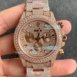 Iced Out Rolex Cosmograph Daytona Rose Gold Diamond Watch JVS Factory
